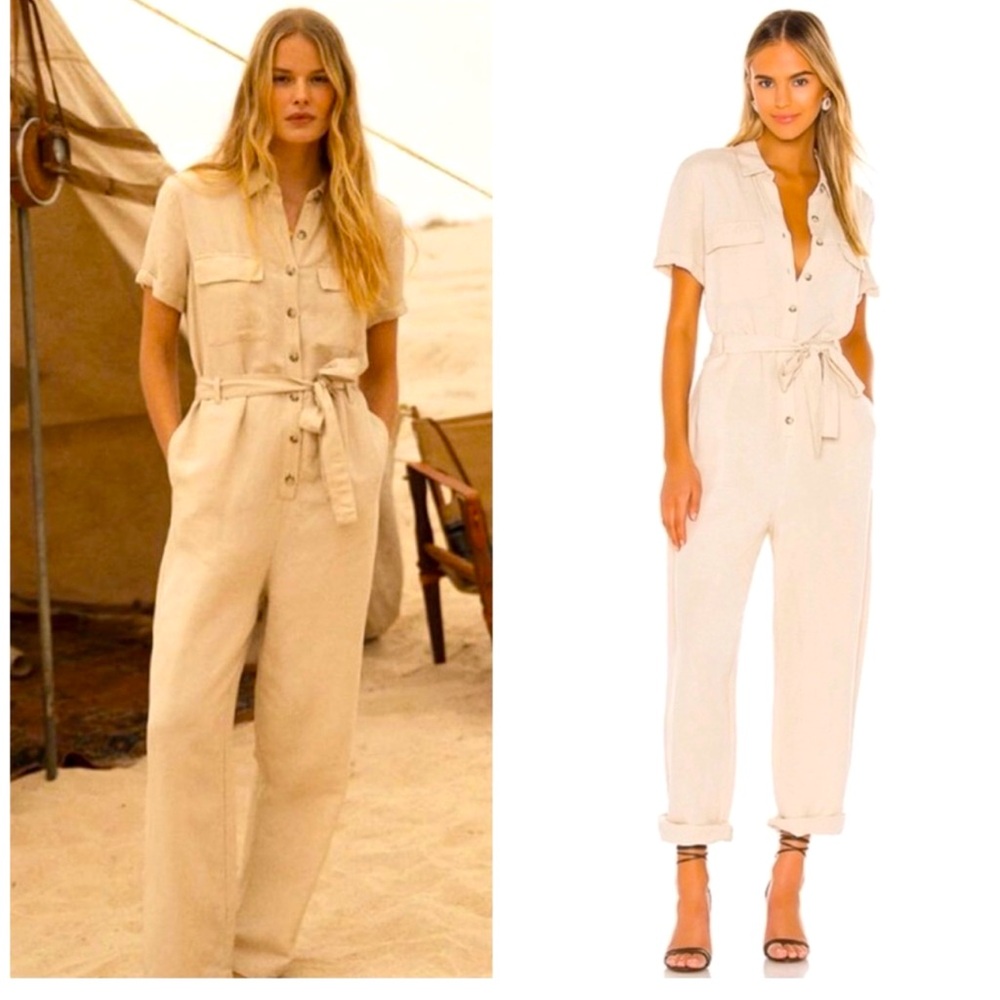 Rails Neutral Cream Short-Sleeve Utility Jumpsuit